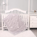 Belsden 3 Piece Crib Bedding Set for Baby Boys Girls, Classic Nursery Bedding Essential Including Comforter, Crib Sheet and Crib Skirt, Ultra Soft Cozy, Star Light Grey by TinyTreasures Baby Boutique