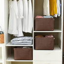 TheWarmHome Organization and Storage Basket for Shelves - 3 Pack 16x12x12 inch Fabric Storage Cubes, Cube Storage Bin for Organizing Closet Cloth Organizer Gift Toy (White & Brown) by TinyTreasures Baby Boutique