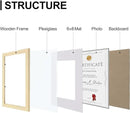 Vittanly 8.5x11 Picture Frames Set of 9, Shatter Resistant Plexiglass, Display 6x8 Pictures with Mat or 8.5x11 without Mat, Photo Frames for Wall or Tabletop, Engineered Wood, OAK by CozyNest Decor