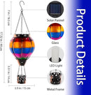 Unique Hot Air Balloon Solar Lantern with Flickering Flame, Handmade Glass Hanging Outdoor Lantern Waterproof Lantern Lamp for Patio, Garden, Porch by GreenHaven Gardens