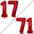 GOER Number 17 Balloons for 17th Birthday Sweet 17 Party Decorations,42 Inch Jumbo Foil Helium 71 Balloons for 71st Birthday Party Decoration (Red) by TinyTreasures Baby Boutique
