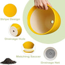 Ceramic Plant Pot - 8 Inch Planter Pot with Drainage Hole and Saucer Round Planter for Indoor Outdoor Plants Flower Pot for Home Patio Garden Office Yellow by GreenHaven Gardens