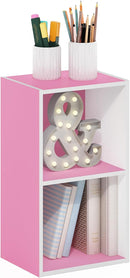 Furinno Luder Bookcase / Book / Storage, 2-Tier Cube, Pink/White by TinyTreasures Baby Boutique