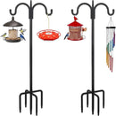 FEED GARDEN Adjustable Double Shepherds Hook for Outdoor with 5 Prong Base 76 Inch Heavy Duty Two Sided Bird Feeder Pole for Hanging Plant Baskets, Solar Light Lanterns, Wind Chimes 2 Pack by GreenHaven Gardens