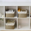 TheWarmHome Storage Basket for Shelves - 1 Pack 14x10x6.7 inch Collapsible Storage Bins Storage Boxes for Organizing for Laundry Closet Gift Cloth Nursery (Whiet & Khaki) by CozyNest Decor
