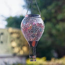 DREAMSOUL Mosaic Hot Air Balloon Solar Lantern with LED Light, Hanging Glass Solar Lanterns Outdoor Waterproof for Garden Patio Porch Decor by GreenHaven Gardens