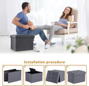 ALASDO Storage Ottoman Footrest Stool Small Ottoman with Storage Foldable Ottomans Foot Rest Footstool Bench for Living Room 17x13x13inches Grey by CozyNest Decor