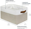 OrganiHaus Large Fabric Storage Baskets for Shelves 3 Pack, 15x11in Closet Storage Bins for Shelves, Cloth Baskets for Organizing, Linen Closet Organizers, Fabric Basket, Beige/White by TinyTreasures Baby Boutique