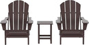 WO Home Furniture Adirondack Chairs Table Set of 3 PCS Outdoor Folding Chairs Side End Table Weather/UV Resistant for Lawn, Garden, Bon Fire, Balcony (Dark Brown) by GreenHaven Gardens