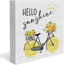Lemon Decor Summer Decorations Hello Sunshine Wooden Sign Rustic Home Decor 5 x 5 Inches by CozyNest Decor