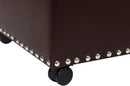 Leather Storage Ottoman Bench with Steerable Rolling Wheels, Rectangle 24 Inch Foot Rest Ottomans Stool for Living Room Bedroom (Vintage Brown) by CozyNest Decor