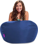 Posh Creations Structured Comfy Seat for Playrooms and Bedrooms, Large Bean Bag Chair, 100in Round Classic Bean Bag, Navy by TinyTreasures Baby Boutique
