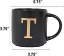 COLLECTIVE HOME - Monogram Ceramic Mugs, 15 oz Golden Initial Black Coffee Cups, Elegant Alphabet Tea Mugs, Elegant Personalized Mug with Gift Box, Unique Mug with Double Side Capital Lette (T) by CozyNest Decor