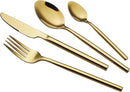 24 Piece Silverware Set For 6 Gold Heavy duty 18/10 Stainless Steel Flatware Set Modern Design Knife/Fork/Spoon Mirror Polished Dishwasher Safe Cutlery Set with Gifts by CozyNest Decor