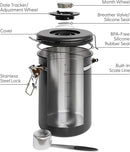 Veken Large Coffee Canister with Window, Rice Kitchen Food Storage Airtight Stainless Steel Container with Lids, Date Tracker and Scoop, Grounds, Beans, Tea, Flour, Cereal, Sugar Jars, 38oz, Black by CozyNest Decor