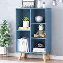 IOTXY Wooden Open Shelf Bookcase - 3-Tier Floor Standing Display Cabinet Rack with Legs, 5 Cubes Bookshelf, Bright Blue by CozyNest Decor
