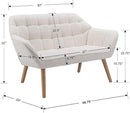 48" Small Loveseat Sofa, Modern Sherpa Mini Sofa Couch 2-Seater Fluffy Love Seat with Quilting Backs and Wood Legs for Living Room, Bedroom and Small Space, White by CozyNest Decor