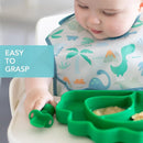 Bumkins Baby Utensils Set, Chewtensils Silicone Spoons for Dipping, Self-Feeding, Baby Led Weaning, Trainer Learning, First Stage Eating, Soft Practice Fork and Spoon, Babies 6 Months, Jade Green by TinyTreasures Baby Boutique