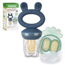 Haakaa Baby Fruit Food Feeder & Mini Freezer Nibble Tray Combo, Breastmilk Popsicle Molds for Baby Cooling Relief, BPA Free Silicone Feeder for Safe Infant Self Feeding, 4 Month+ (Steel Blue) by TinyTreasures Baby Boutique