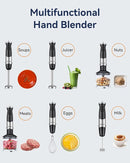 Immersion Blender Handheld 1000W 5 in 1 Corded Stick Hand Blender Kitchen with 12 Speed, BPA-Free, Mixing Beaker, Chopper, Whisk, Milk Frother, Perfect Emulsifier for Soup, Baby Food, Sauce, Puree by TinyTreasures Baby Boutique