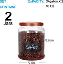 SAIOOL 2-Pack Striped Borosilicate Glass Airtight Canisters - Big mouth Large Capacity, Acacia Wood Lid, Food Storage Jars for Flour, Pasta, Pantry Organization (3/4 Gallon （2 Striped pack）) by CozyNest Decor