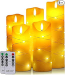 danip flameless Candle, with Embedded String Lights, 5-Piece LED Candles, with 10-Key Remote Control, 24-Hour Timer Function, Dancing Flame, Real Wax, Battery-Powered. (Ivory White) by CozyNest Decor