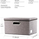 PRANDOM Storage Bins with Lids [3-Pack] Linen Fabric Foldable Storage Boxes Organizer Containers Baskets Cube with Cover for Home Bedroom Closet Office Nursery Grey（11.4X8.6X6.7 by TinyTreasures Baby Boutique
