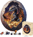 Jigfoxy Wooden Puzzle for Adults, Hatchling Dragon Wooden Jigsaw Puzzles for Adults, Unique Animal Shape Wood Cut Puzzles for Family Friend Puzzle Lovers(M-11.4 * 9.5in-190pcs) by TinyTreasures Baby Boutique