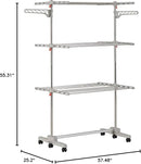 Foldable Laundry Drying Rack with Wheels - 48 Drying Rods, Heavy Duty, Movable, Perfect for Clothes, Duvet, Socks, Bed Linen, Sheets, 6 Wings by CozyNest Decor