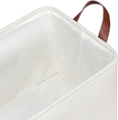 KEEGH Storage Baskets for Organizing, Fabric Storage Bins with Leather Handles, Shelf Baskets for Closet Organization, 15" L x 11" W x 10" H, White, 4 Pack by CozyNest Decor