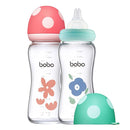 YOHKOH Natural Glass Baby Bottle with Natural Response Nipple, Newborn Anti-Colic Baby Bottles, Wide Neck Mushroom Cap Baby Bottle, Clear (8.8oz (Pack of 2), Multicolour) by TinyTreasures Baby Boutique