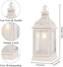 TRIROCKS Rustic Style Metal Candle Lantern 13'' High Decorative Outdoor Lantern Candle Holder with Tempered Glass for Thanksgiving Christmas Living Room Garden Patio Parties Indoors Outdoors (Cream) by CozyNest Decor