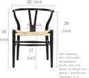 Tomile Solid Wood Wishbone Chair Y Chair Mid-Century Armrest Dining Chair, Hemp Seat (Ash Black + Natural Rope, Pack of 4) by CozyNest Decor