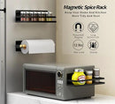Magnetic Spice Rack Holder Paper Towel Holder with Hook for Refrigerator Fridge Organizer for Kitchen, Space Saver Container for Kitchen/Apartment, Drill Free, Black，3 Packs by CozyNest Decor