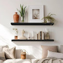 LaVie Home Floating Shelves, 24 Inch Wall Shelf Set of 2, Hanging Shelf with Invisible Brackets, Wall Decor for Bathroom, Bedroom, Living Room, Kitchen Storage, Classic Black by CozyNest Decor