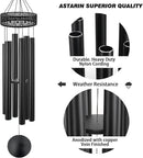 ASTARIN 60'' Deep Tone Wind Chimes for Outside -Extra Large Windchimes with 6 Heavy Tubes, Memorial Wind Chimes Outdoor for Garden Hanging Décor,Sympathy Gifts, Black by CozyNest Decor