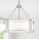 16.3''Drum Chandelier 3-Light Brushed Nickel Modern White Fabric Chandeliers Adjustable Drum Pendant Light for Dining Room Kitchen Island Hallway Living Bedroom by CozyNest Decor