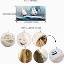 RUISHI Ocean Wall Art For Living Room Abstract Sailboat Canvas Nautical Painting Teal Blue Textured Print Coastal Themed Picture Artwork for Bedroom Bathroom Home Office Decoration 40L x 20W by CozyNest Decor