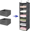 MAX Houser Hanging Shelf Closet Storage Organizer Removable Drawers ，Hanging Storage Organizer Hanging Sweater 2 Sock Underwear Drawers for Closet, Bedroom, Dark Grey by CozyNest Decor