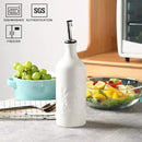 Sweejar Ceramic Olive Oil Dispenser Bottle, 20 Oz Relief Opaque Oil Cruet Protects Oil To Reduce Oxidation, Suitable for Storage Oil, Vinegar, Soy Sauce, Coffee Syrup, Liquids, Pack of 1 (White) by CozyNest Decor