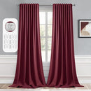 MIULEE Wine Red Back Tab Blackout Curtains 108 Inch Long 2 Panels Set for Bedroom, Rod Pocket/Pinch Pleat Extra Long Thermal Insulated Living Room Darkening Pleated Light Blocking Drapes by TinyTreasures Baby Boutique