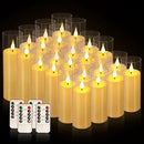Set of 24 Flameless Led Battery Opeated (D2.2'' x H5''6''7'') Realistic Moving Wick Candles with 10-Key Remotes and Cycling 24 Hours Timer by CozyNest Decor