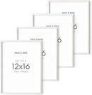 HAUS AND HUES 4-Pack White Oak Frames - 12x16 Picture Frames for Wall Artwork and Posters by CozyNest Decor