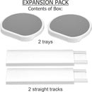 Expansion Pack - Light Gray - 2 Straight Tracks and 2 Trays. Does not Work Without the Lazy Susan Revolution Full Set (Sold Separately). by CozyNest Decor