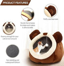 Cat Beds for Indoor Cats - Cat Bed Cave with Removable Washable Cushioned Pillow, Soft Plush Premium Cotton No Deformation Pet Bed, Roomy Bear Cat House Design, Multiple Sizes-L by CozyNest Decor