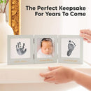 Inkless Baby Handprint and Footprint Kit for Newborn - Baby Footprint Kit, Newborn Keepsake Nursery Picture Frame,Dog Paw Print Maker,Personalized Gifts for New Mom,Showers & Registry(Cloud Gray/Gold) by TinyTreasures Baby Boutique
