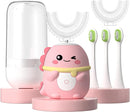 Kids Electric Toothbrush U Shaped Toddler Auto Sonic Toothbrushes with 5 Brush Head,Cartoon Dinosaur Ultrasonic Toothbrushes for Children 2-12 Years,360° Full Mouth Cleaning Automatic by TinyTreasures Baby Boutique