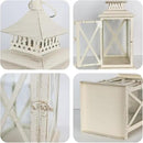 NEEDOMO Lanterns Decorative Outdoor&Indoor, Set of 4 (14"&10") Beige Metal Lantern Decor with Glass, Candle Holder for Porch, Patio, Garden, Balcony, Wedding, Table Centerpiece by CozyNest Decor