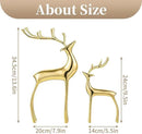Sziqiqi Reindeer Figurine Statues Deluxe Set of 2, Christmas Deer Pure Copper Heavy Reindeer Ornaments for Home Decor Accents Living Room Office Bookself Tabletop Mantle Christmas Decoration, Gold by CozyNest Decor