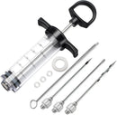 Plastic Meat Injector Kit for Smoker with 3 Flavor Food Syringe Needles, Ideal for Injecting Marinade into Turkey, Meat, Brisket; 1-OZ; Including Paper User Manual, Recipe E-Book (PDF) by GreenHaven Gardens